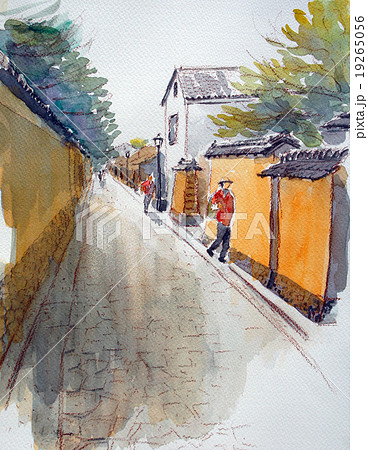 金沢の武家屋敷町のスケッチ画 19265056