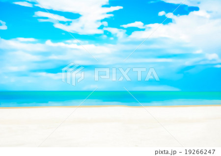 Blur white sand beach and blue sky for background 19266247