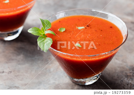 Gazpacho summer soup in glass  19273359