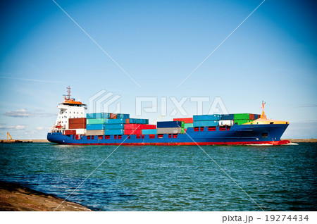 container ship coming into port container ship coming into port 19274434