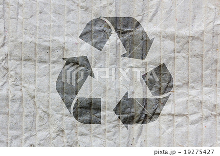Recycle logo on old paper Recycle logo on old paper 19275427