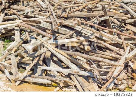 Waste wood pile abandon on the ground Waste wood pile abandon on the ground 19275823