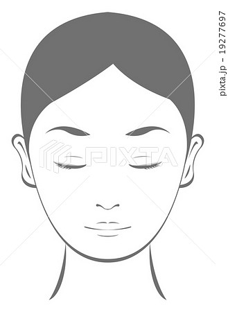 女性 顔 エステ 美容 線画 イラストのイラスト素材