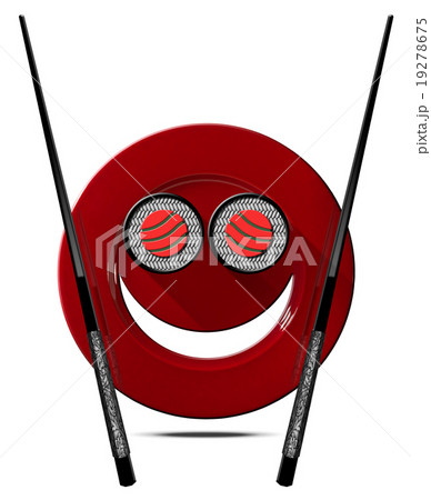 Sushi - Symbol with Smiling Plate Sushi - Symbol with Smiling Plate 19278675