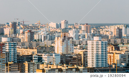 Aerial view, cityscape of Minsk, Belarus 19280094
