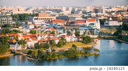 Panorama, cityscape of Minsk, Belarus. Summer Panorama, cityscape of Minsk, Belarus. Summer 19280125