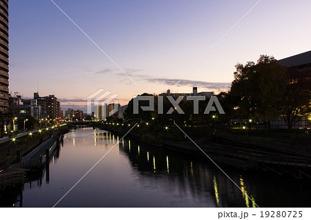 横十間川の夕暮れ 19280725