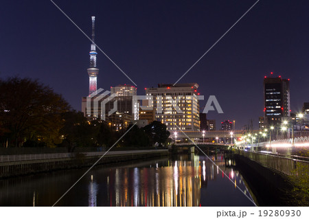 横十間川と東京スカイツリー 横十間川と東京スカイツリー 19280930