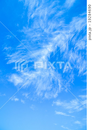 冬の空　白い雲と青い空　背景素材　コピースペース　文字スペース　巻雲　筋雲　すじ雲 19284690