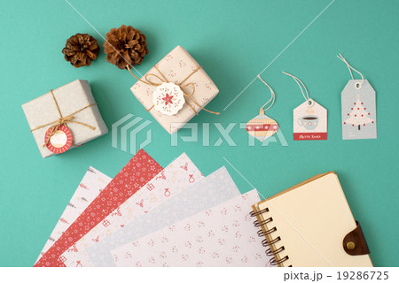 Christmas vintage elements template top view Christmas vintage elements template top view 19286725