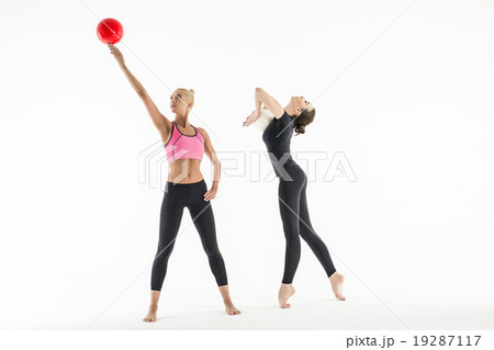 Two girls with balls Two girls with balls 19287117