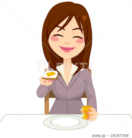 Happy Woman Having Breakfast Happy Woman Having Breakfast 19287306