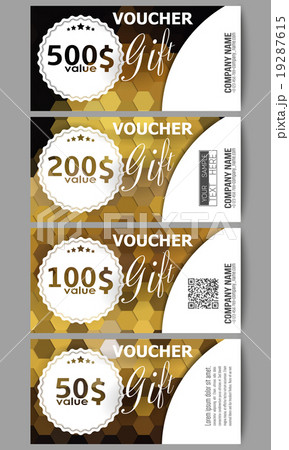 Set of modern gift voucher templates. Polygonal 19287615