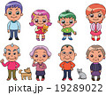 二組のおじいちゃんとおばあちゃんと若い家族 19289022
