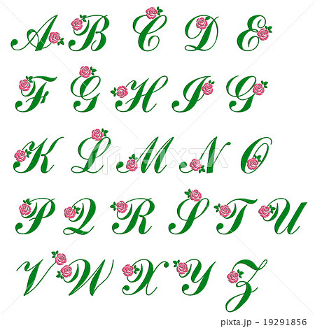 刺繍加工のアルファベット 大文字 バラのイラスト素材 19291856