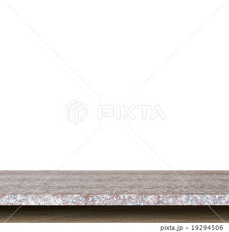 Empty top of natural stone table isolated on white background Empty top of natural stone table isolated on white background 19294506