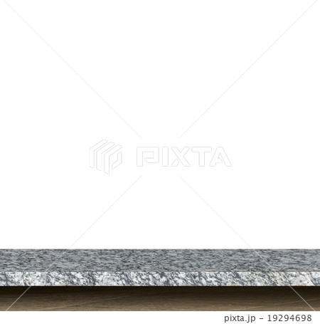 Empty top of natural stone table isolated on white background 19294698