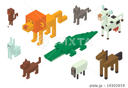 Animal vector 3d isometric icons collection 19302659