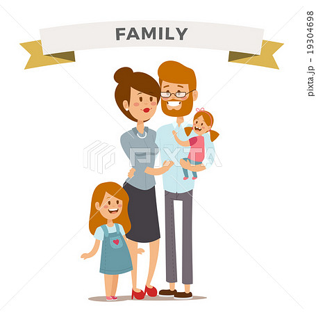 Small girl, woman and man happy family couple 19304698
