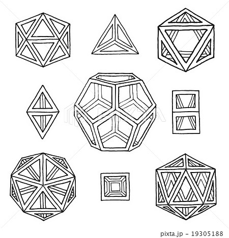 hand drawn polyhedrons collection. hand drawn polyhedrons collection. 19305188