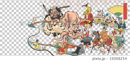 Kawabe Kokusai神聖的戰士Hyakkebama的一百個瘋狂的頭屑例證 19308254