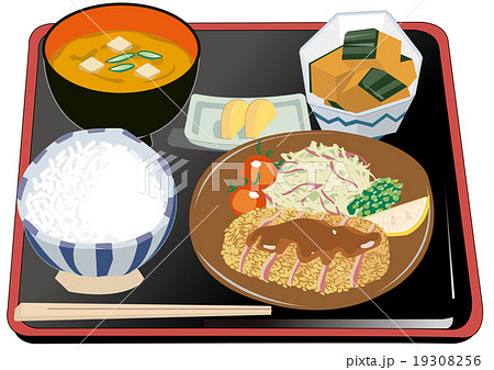 とんかつ定食のイラスト素材