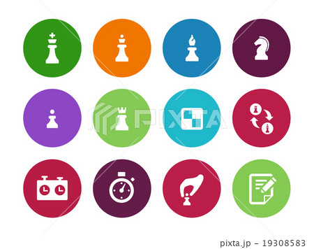 Chess figures circle icons on white background. 19308583