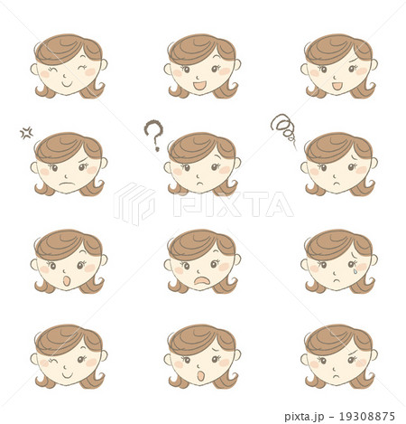 若い女性 いろいろな表情セット 若い女性 いろいろな表情セット 19308875
