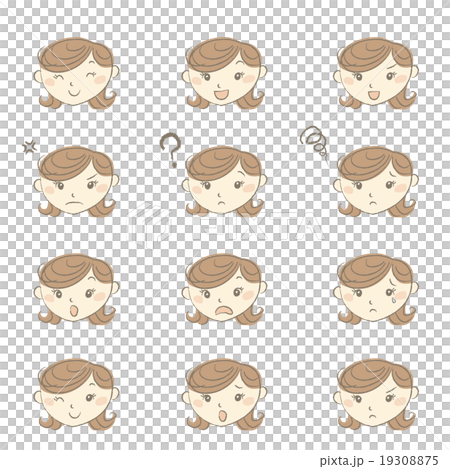 若い女性 いろいろな表情セット 若い女性 いろいろな表情セット 19308875