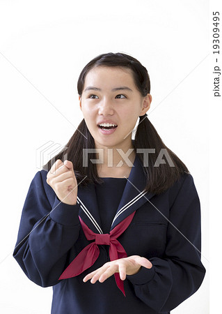 セーラー服姿の女子中学生の写真素材