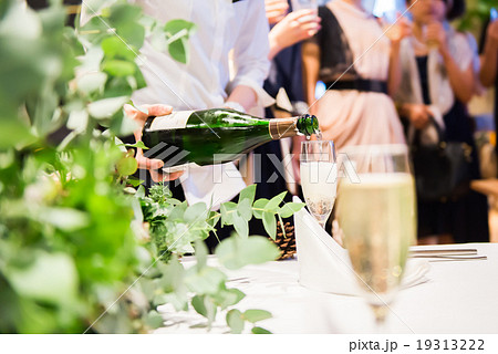 シャンパンをグラスに注ぐ 19313222