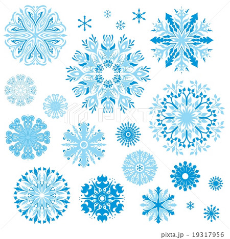Set of Elegant Ornamental Snowflakes 19317956