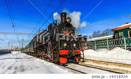 Steam Locomotive at Riga station in Moscow 19318926