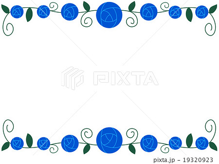 上下の青いバラのフレームのイラスト素材