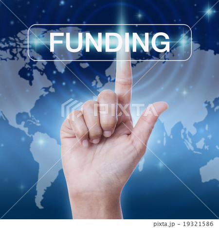 hand pressing funding word button.  19321586