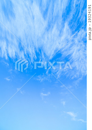 冬の空　白い雲と青い空　背景素材　コピースペース　文字スペース　巻雲　筋雲　すじ雲 19324191