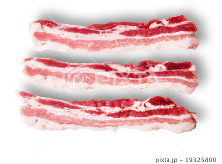 Three pieces of bacon on top view 19325800