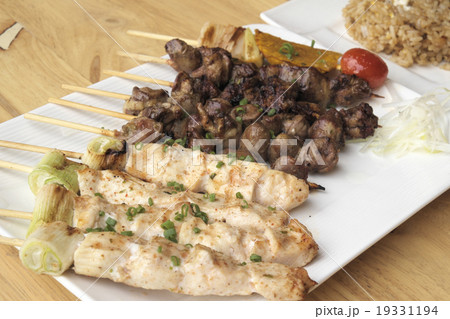 Japanese grilled chicken skewers. Japanese grilled chicken skewers. 19331194