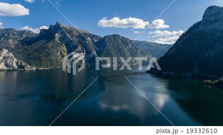 aerial view, Traunsee lake in Alps mountains, 19332610
