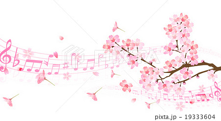 桜 春 音符 背景のイラスト素材