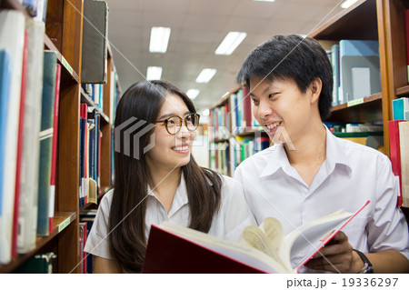 Asian student in library 19336297