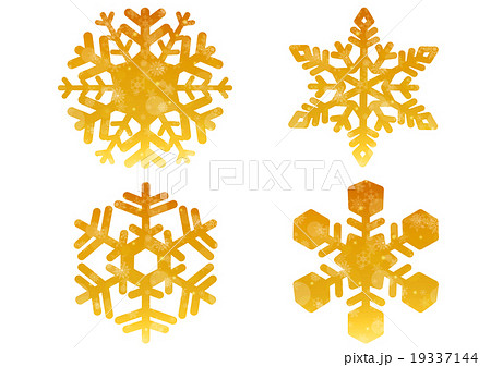 雪の結晶セット イエロー のイラスト素材