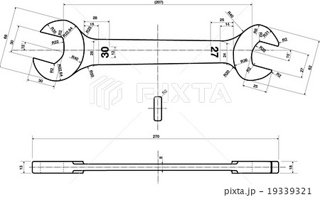 スパナ図面のイラスト素材