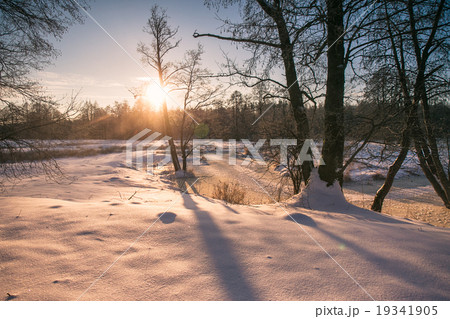 Winter sunrise. Winter river. Cold winter morning. 19341905