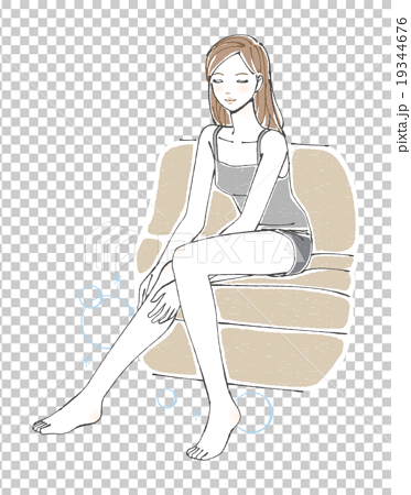 脚をマッサージする女性イラストのイラスト素材
