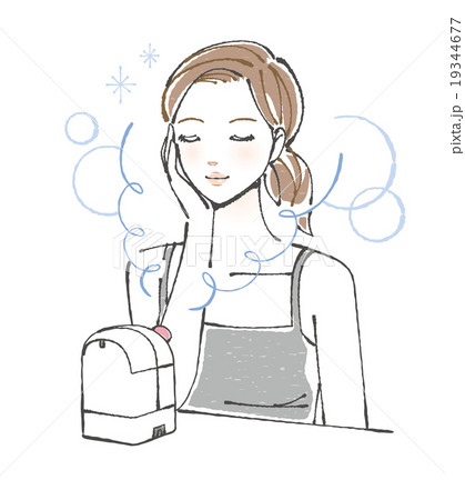 スチーマーを使用する女性イラスト 19344677