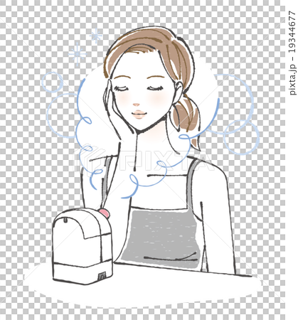 スチーマーを使用する女性イラスト 19344677