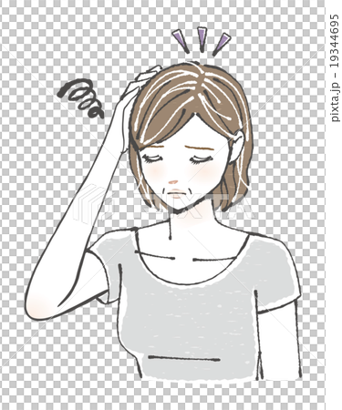 白髪に悩むミドル女性イラスト 19344695