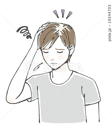 薄毛に悩む若い男性イラスト 19344703