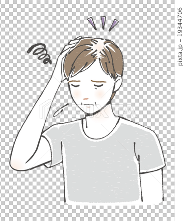 薄毛に悩む中年男性イラスト 19344706